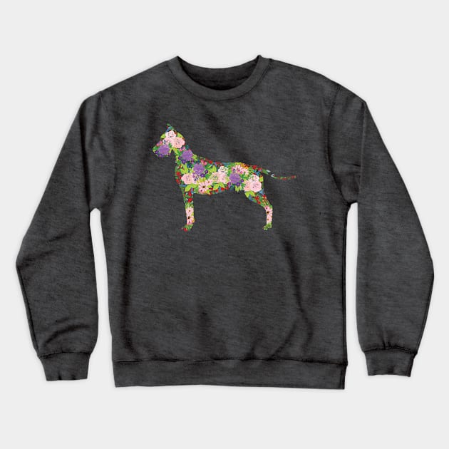 Floral Great Dane Crewneck Sweatshirt by tribbledesign